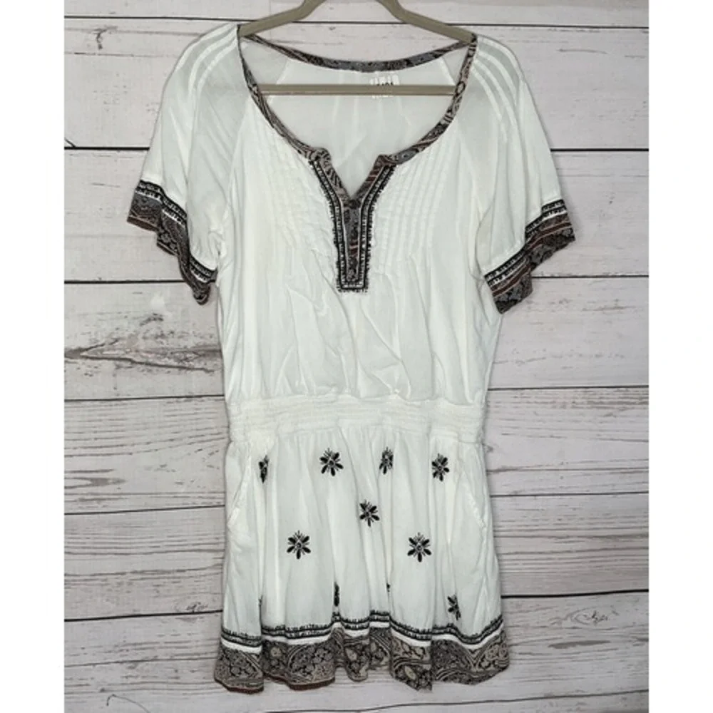 Free People Cottagecore girly dress Embroidered‎ Pintuck Pockets Size S Small